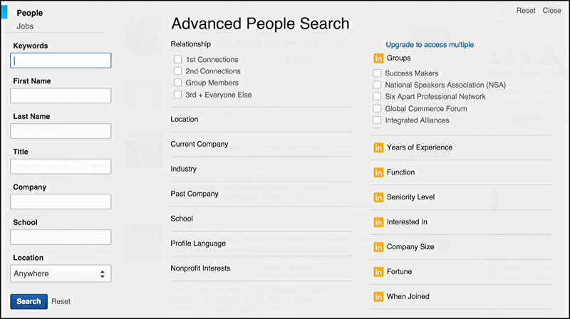 Advanced Search on LinkedIn