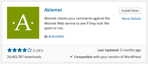 akismet wordpress plugin