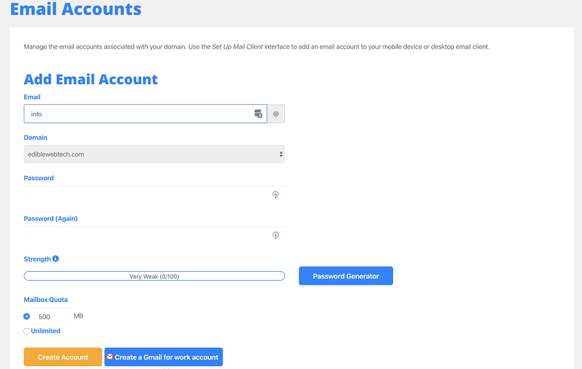 email accounts set up