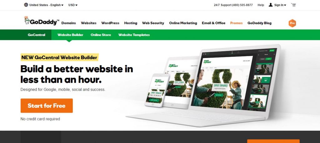 godaddy web page design