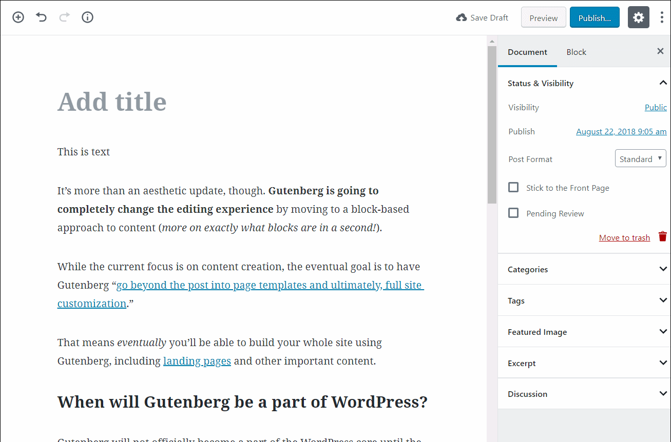 Gutenberg wordpress embeds