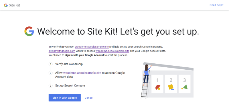 Google Site Kit sign in
