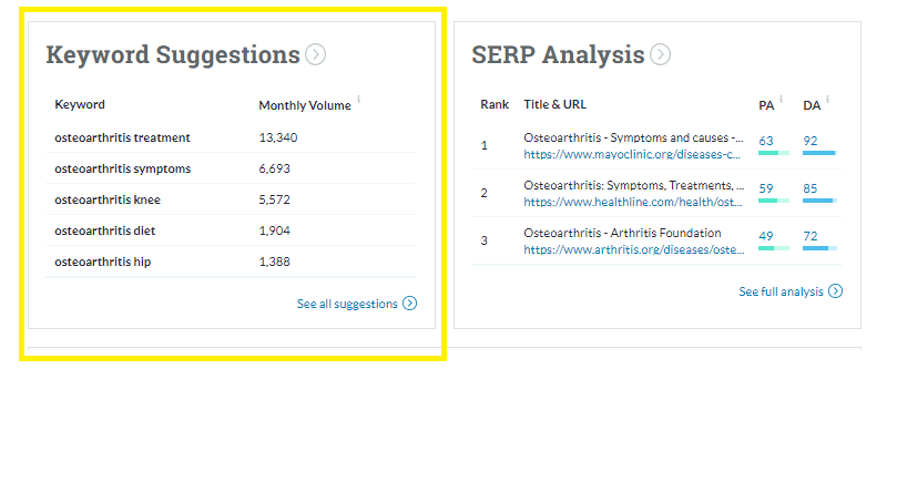 Keywords explorer MOZ