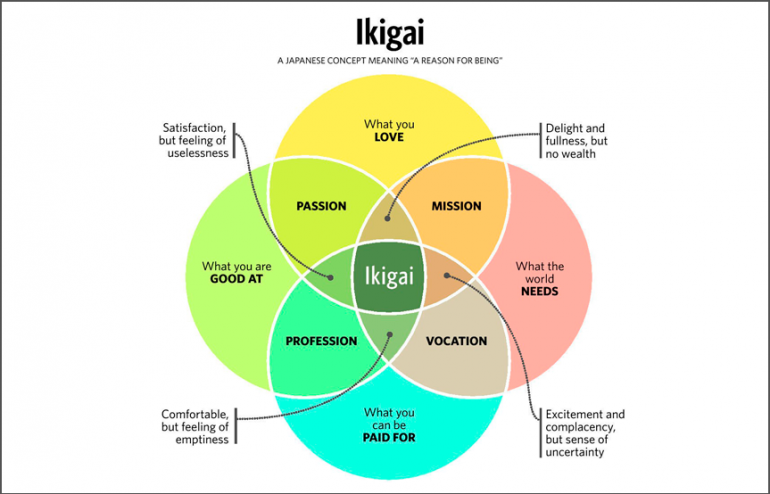 relate Japnese Ikagai principle with blogging