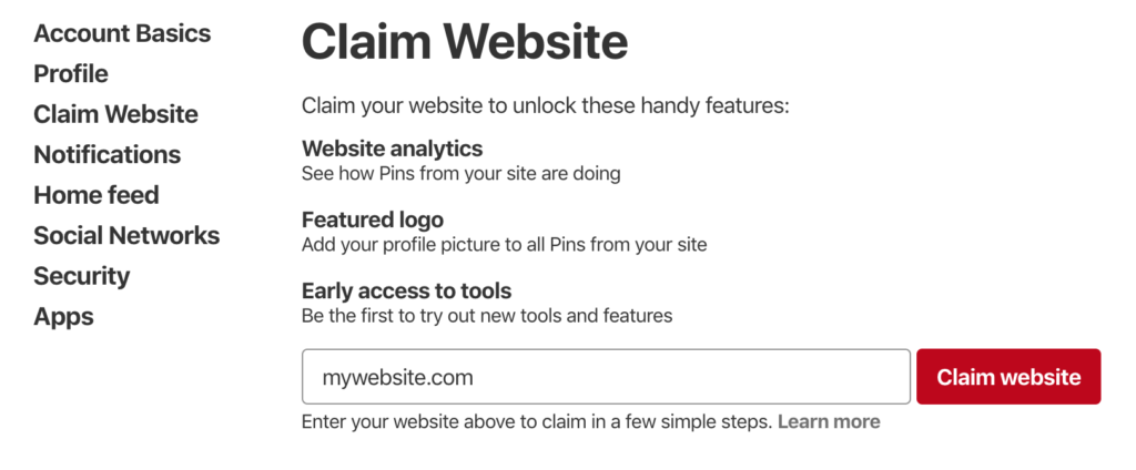 Website Verification On Pinterest