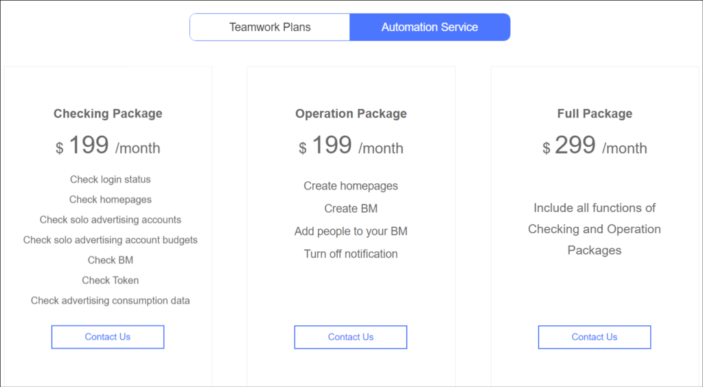 Screen short of adspower pricing dashboard teamwork plans automation Service