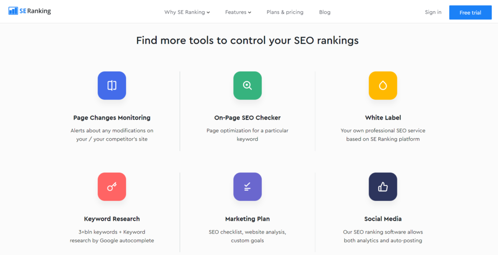 SE ranking online rank tracking tool