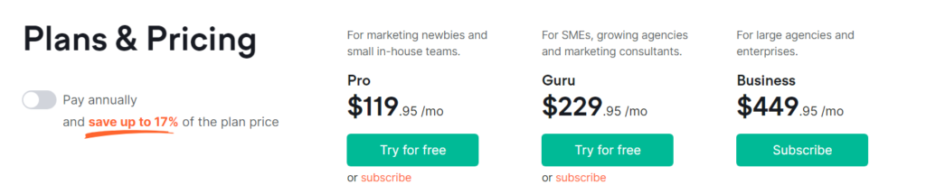 SEMrush Pricing