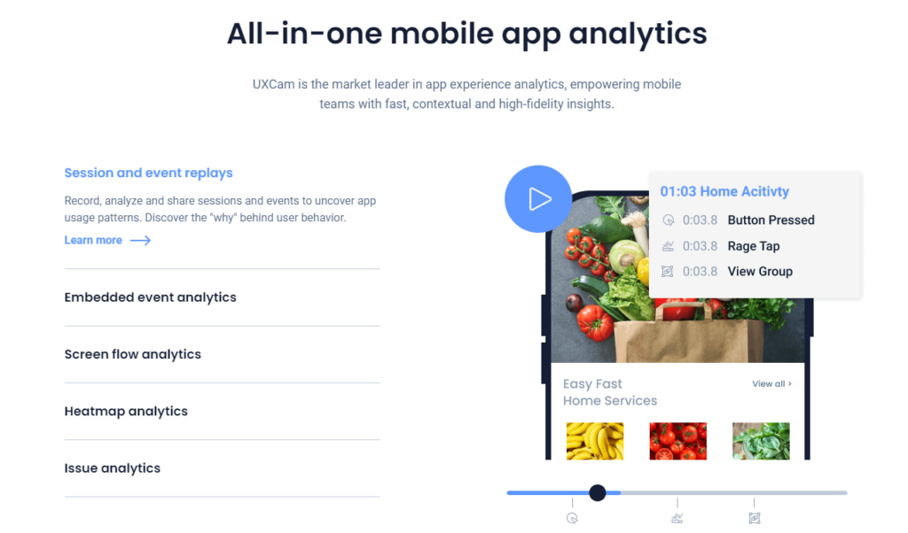 uxcam features top analytic app