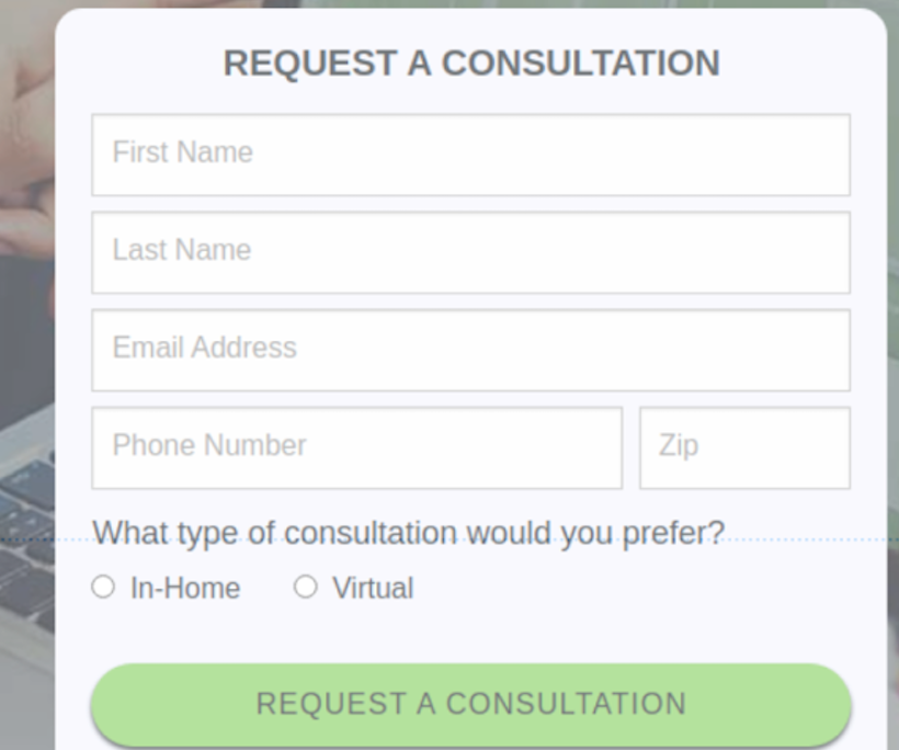 Request a Consultation form screen short
