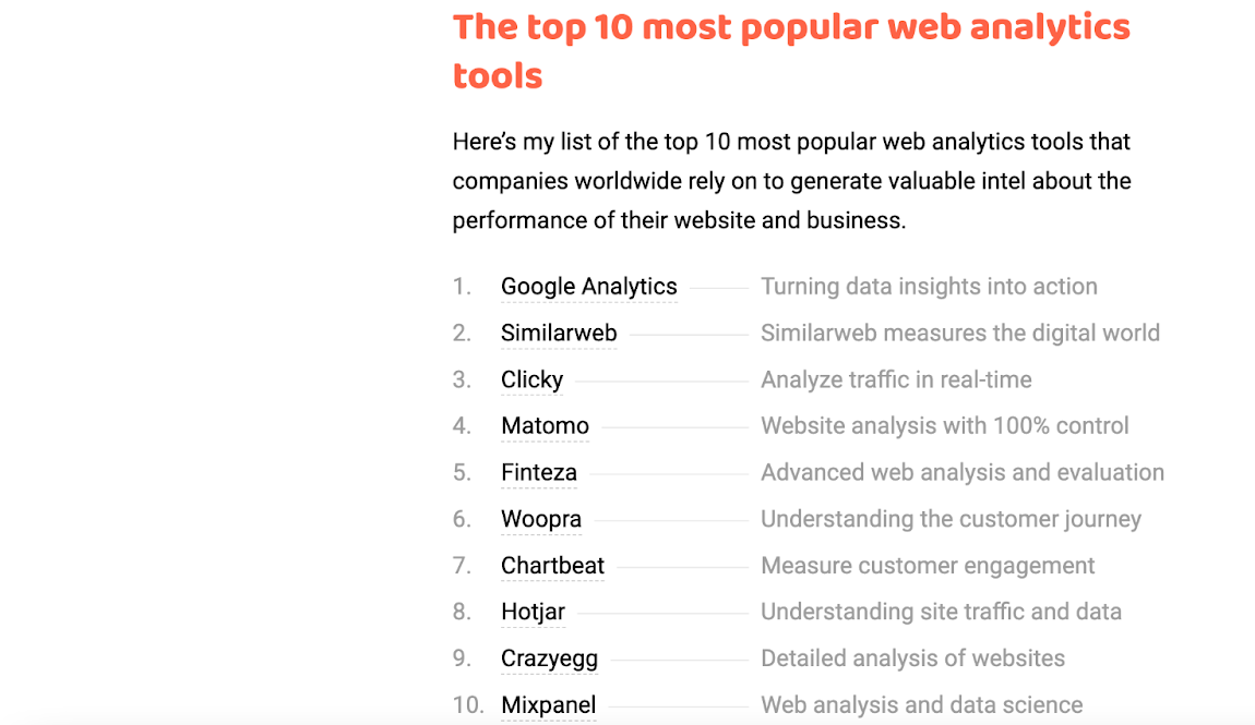 The top 10 most popular web analytics tool