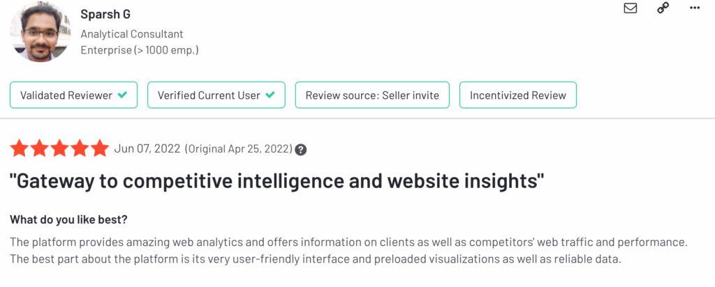 screen short of Similarweb customer review 1