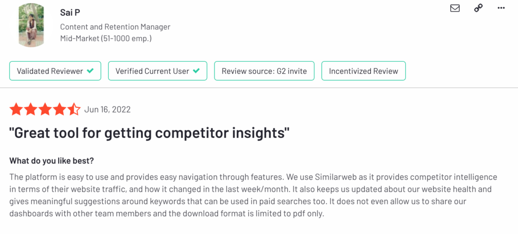 screen short of similarweb customer review 4