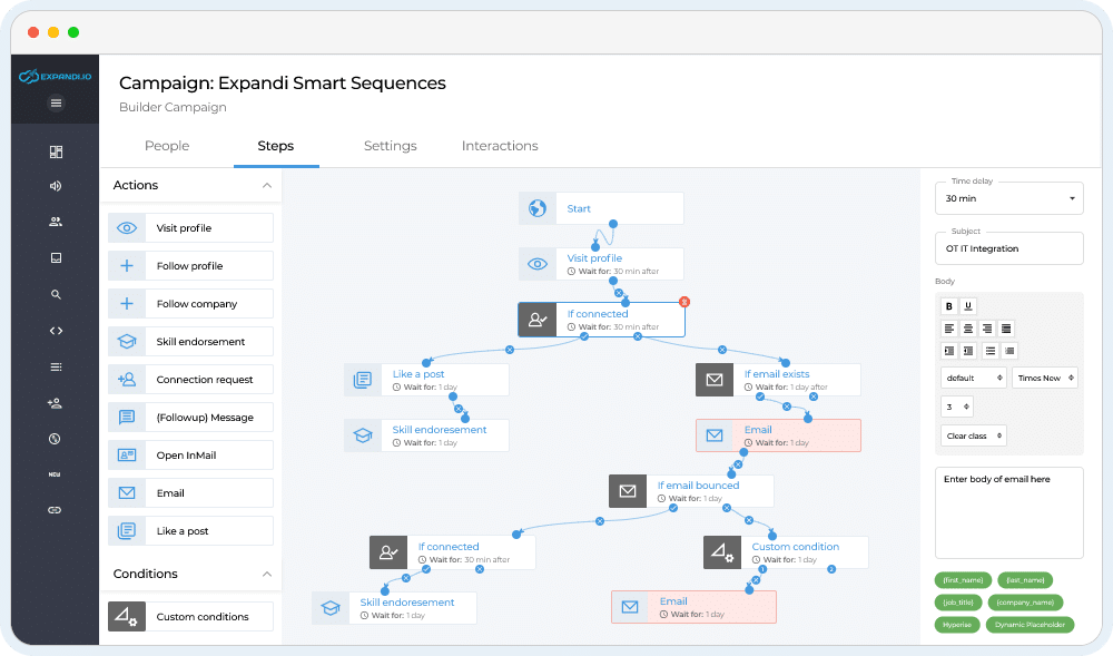 Expand.io campaign expandi smart sequences