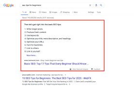 Screen short from 3 Search Engine Result Page Highligh featured snippet