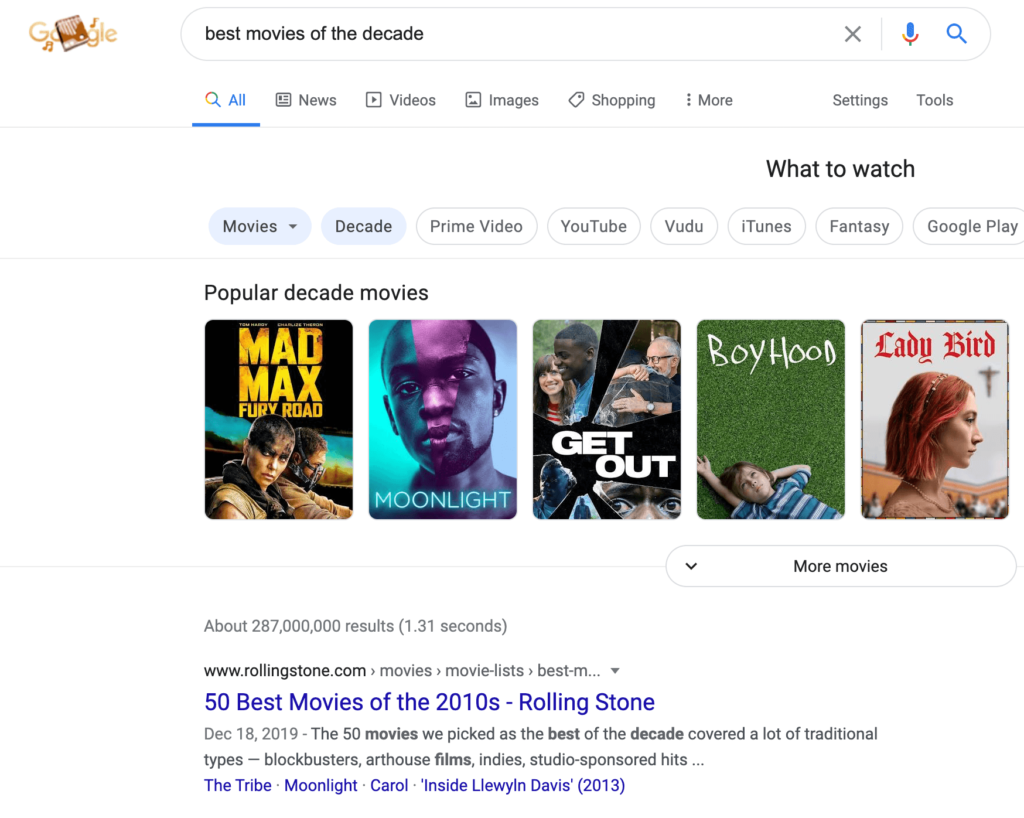 Screen short from 6 Search Engine Result Page featured snippet