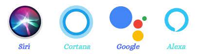 voice assistent siri, Cortana, Google, Alexa