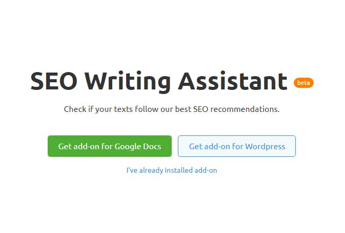 Screen short from Semrush SEO Writing Assistant beta