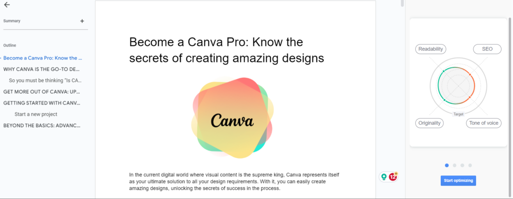 Screen short from 3 Google Docs highlight canva pro